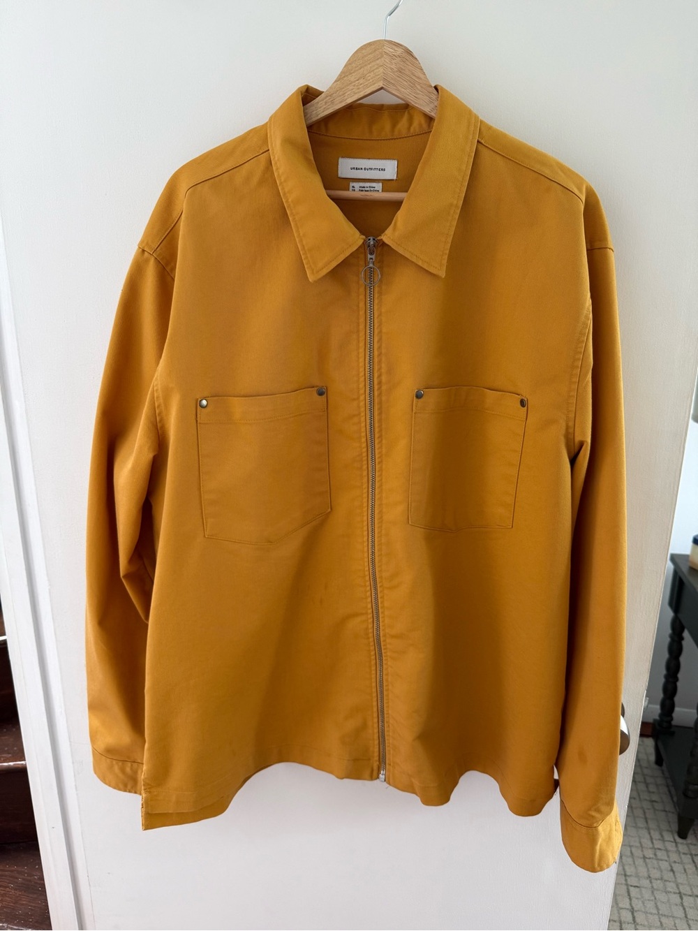 Urban Outfitters Men's Mustard Zip-Front Work Jacket Size XL